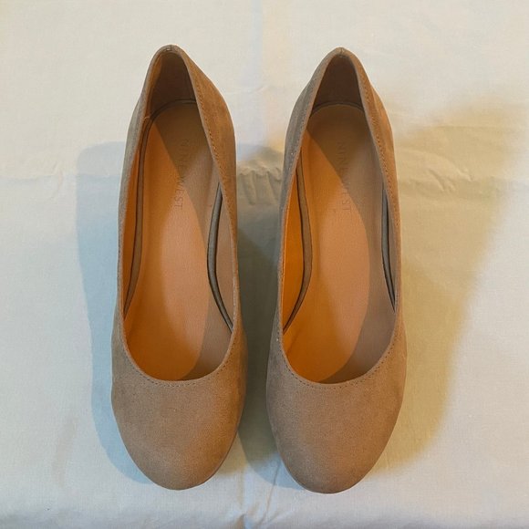 Nine West Wedge High Heel Square Heel Dress Shoes Tan Brown - Picture 1 of 3